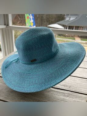 Sand & Sun Santa Monica Classic Teal & Lavender Wide-Brim Sun Hat
